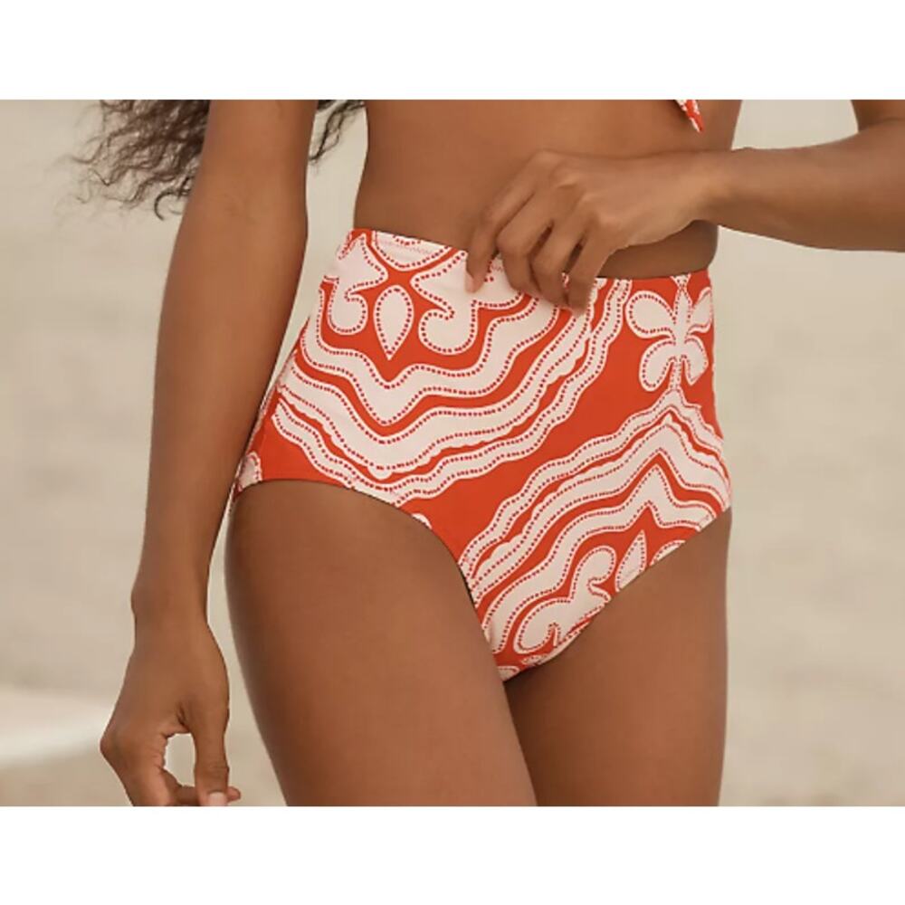 NWT Lemlem Red and White High-Rise Bikini Bottoms - Small
